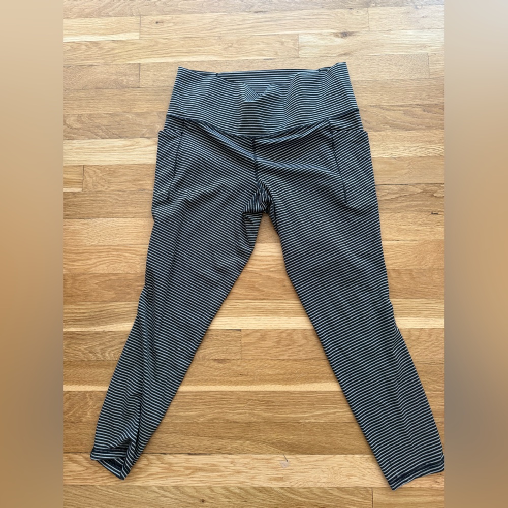 Athleta Black and White Striped Leggings